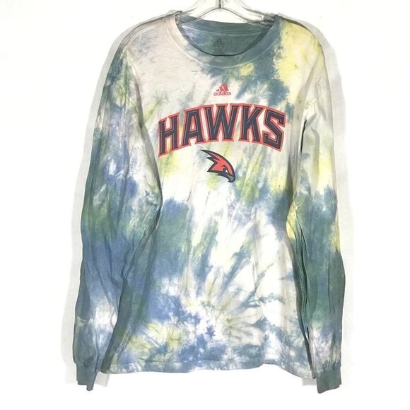 ADIDAS NBA Mens Large Atlanta Hawks Acid Wash Tye Dye T Shirt Tee - Picture 1 of 9